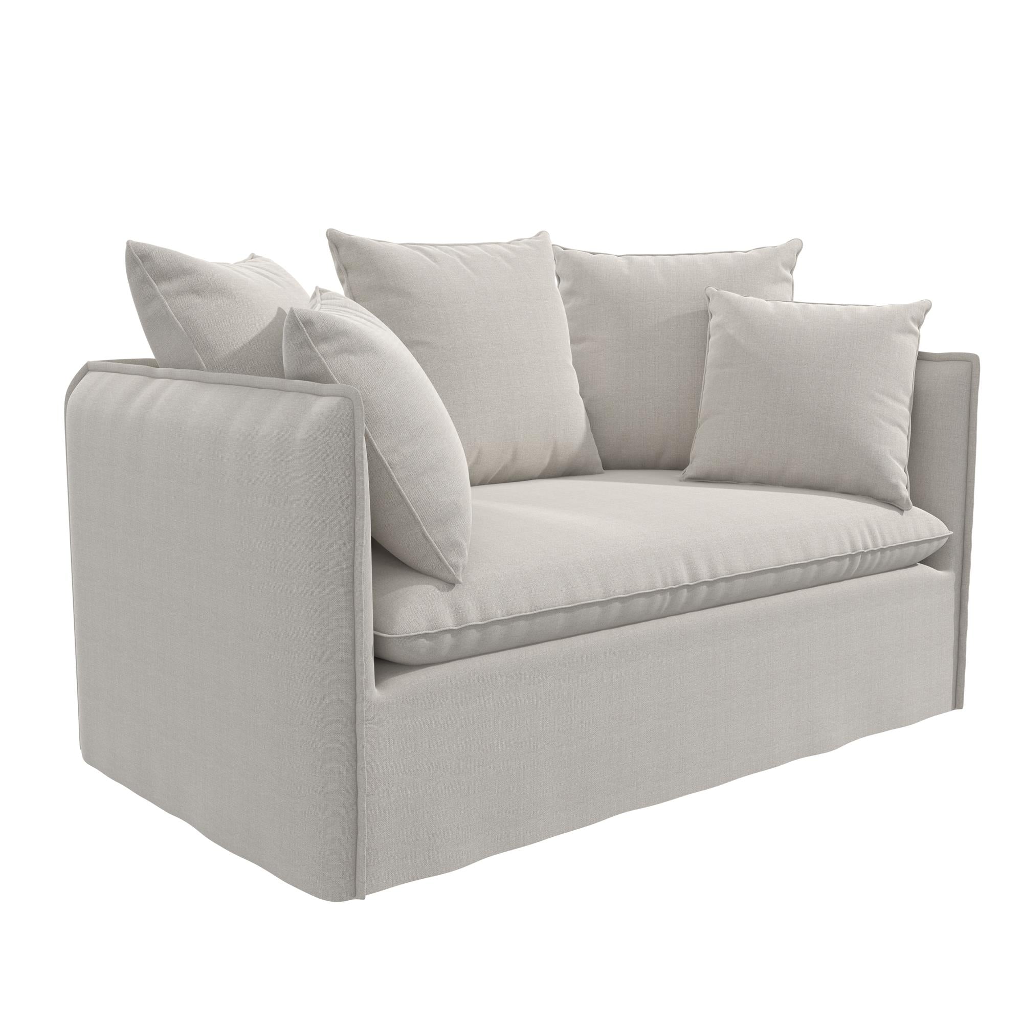 Novogratz Collette Slipcover Loveseat Sofa - Off White Canvas Weave - 2-Seater