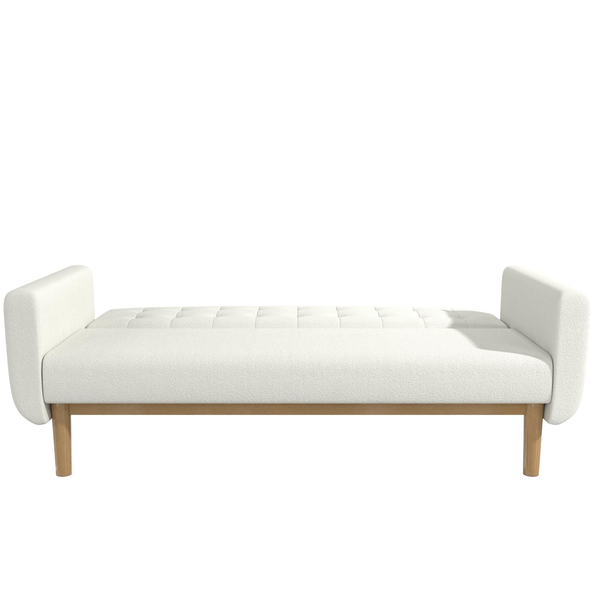 RealRooms Barrie Futon Sofa Bed - Ivory Teddy - 3-Seater
