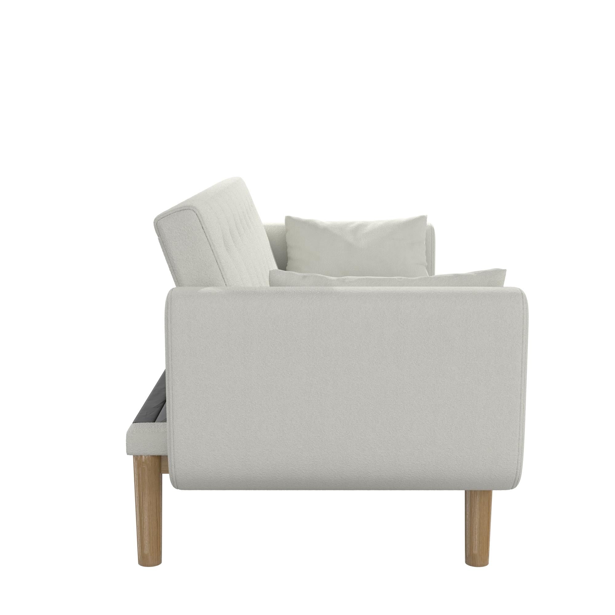 RealRooms Barrie Futon Sofa Bed - Ivory Teddy - 3-Seater