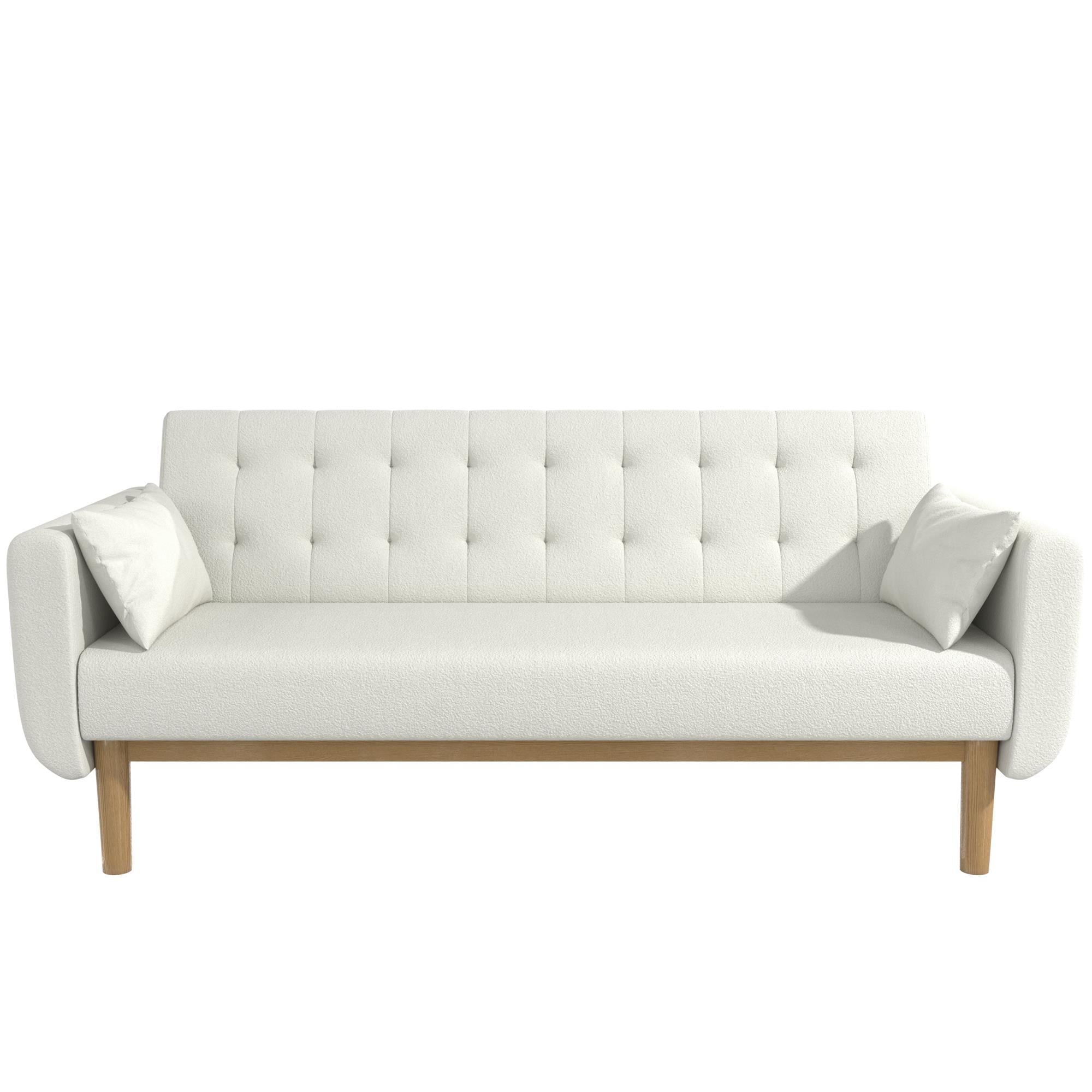 RealRooms Barrie Futon Sofa Bed - Ivory Teddy - 3-Seater
