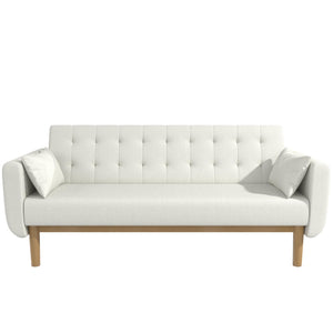 RealRooms Barrie Futon Sofa Bed - Ivory Teddy - 3-Seater