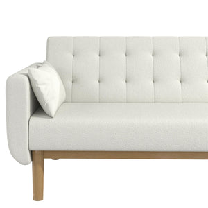 RealRooms Barrie Futon Sofa Bed - Ivory Teddy - 3-Seater