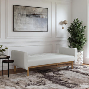 RealRooms Barrie Futon Sofa Bed - Ivory Teddy - 3-Seater