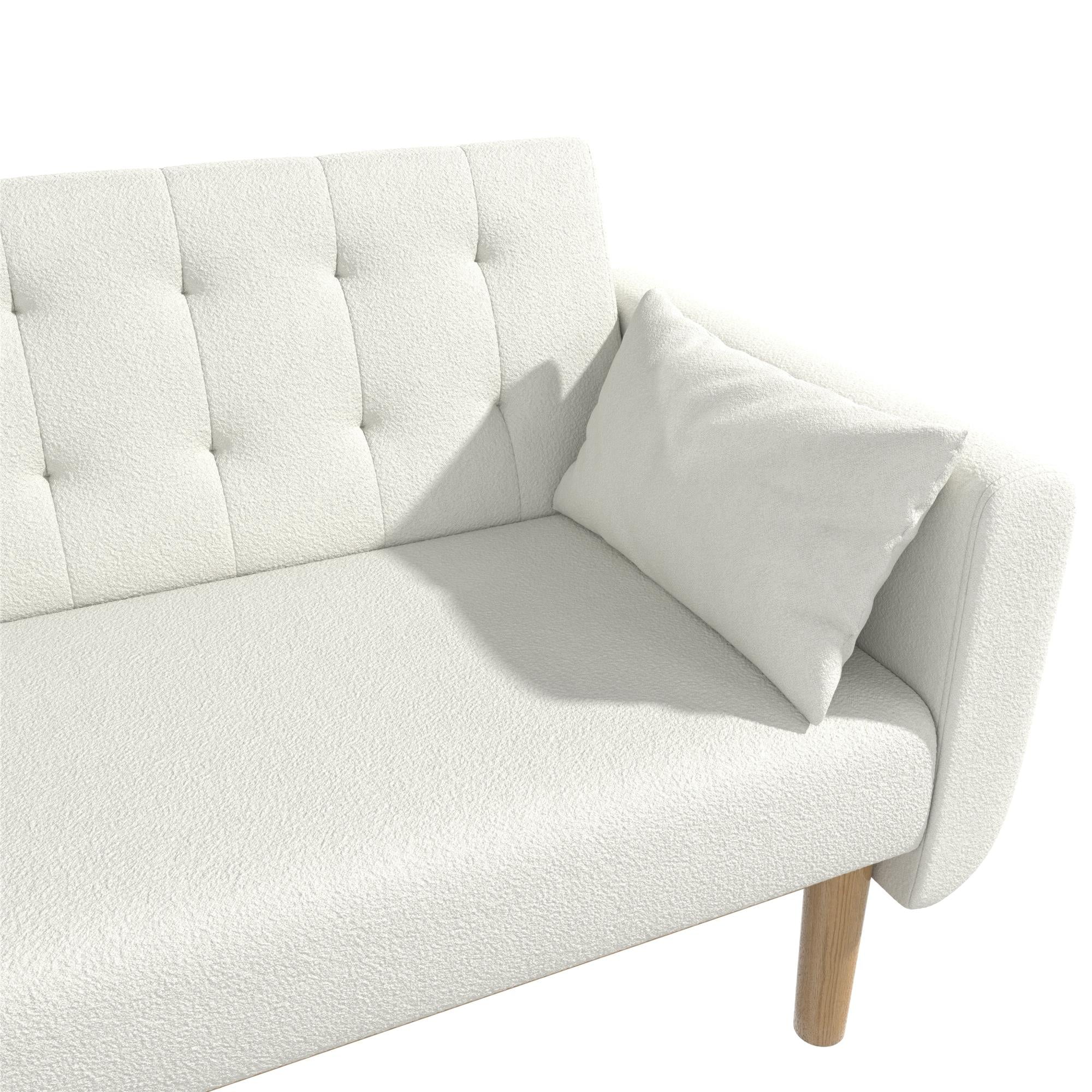 RealRooms Barrie Futon Sofa Bed - Ivory Teddy - 3-Seater