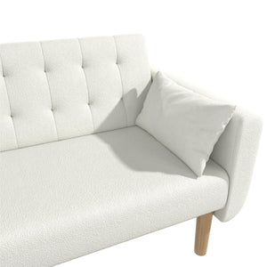 RealRooms Barrie Futon Sofa Bed - Ivory Teddy - 3-Seater