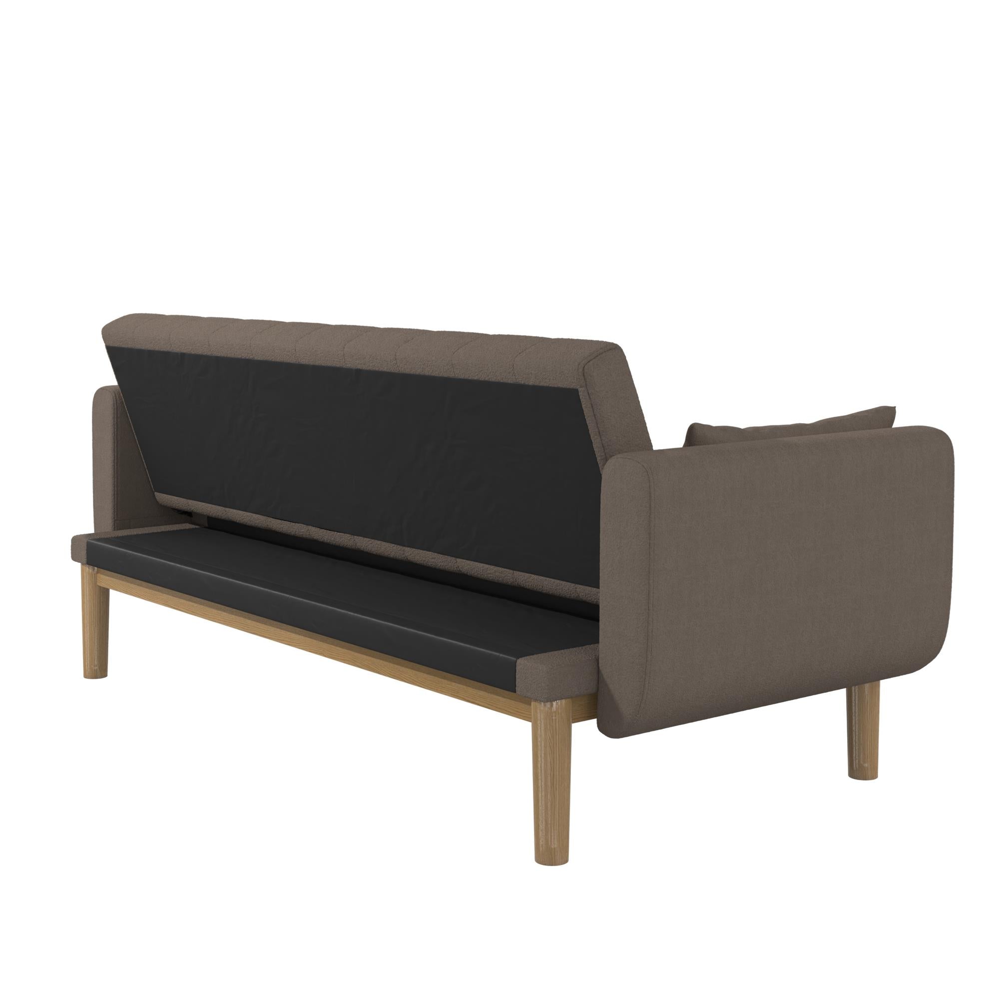 RealRooms Barrie Futon Sofa Bed - Pebble Brown Teddy - 3-Seater