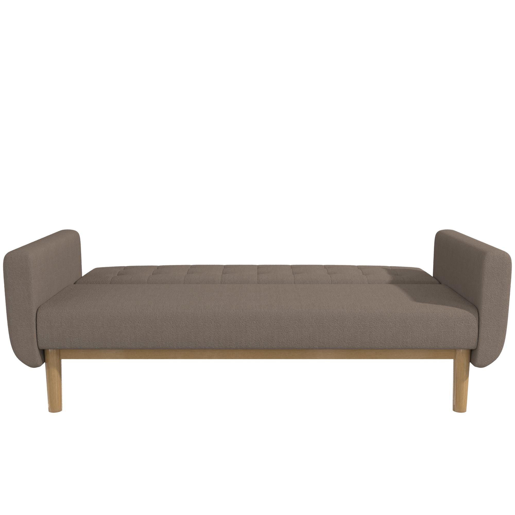 RealRooms Barrie Futon Sofa Bed - Pebble Brown Teddy - 3-Seater