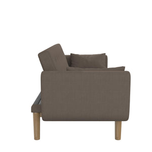RealRooms Barrie Futon Sofa Bed - Pebble Brown Teddy - 3-Seater