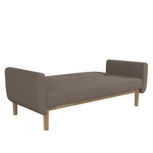 RealRooms Barrie Futon Sofa Bed - Pebble Brown Teddy - 3-Seater