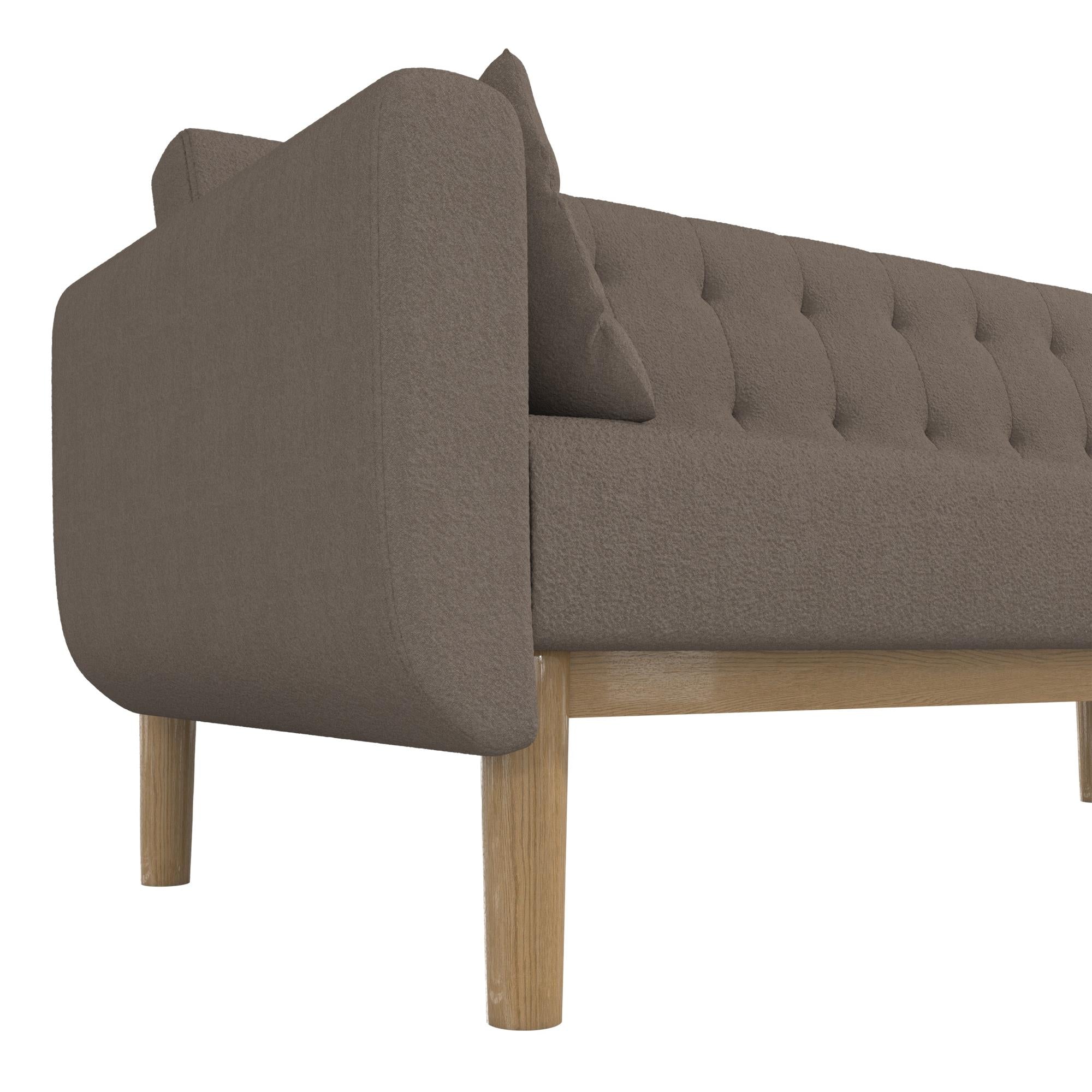 RealRooms Barrie Futon Sofa Bed - Pebble Brown Teddy - 3-Seater