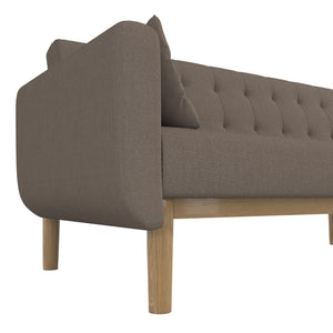 RealRooms Barrie Futon Sofa Bed - Pebble Brown Teddy - 3-Seater