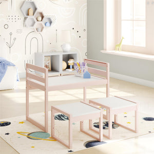Max & Finn Signy 3-Piece Kids Activity Table Set - Pale Pink