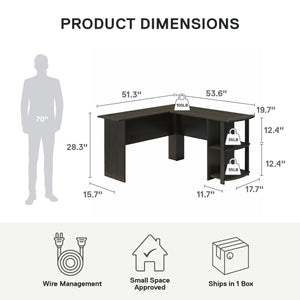 Ameriwood Home Dominic L-Desk with Side Storage Bookshelves - Espresso