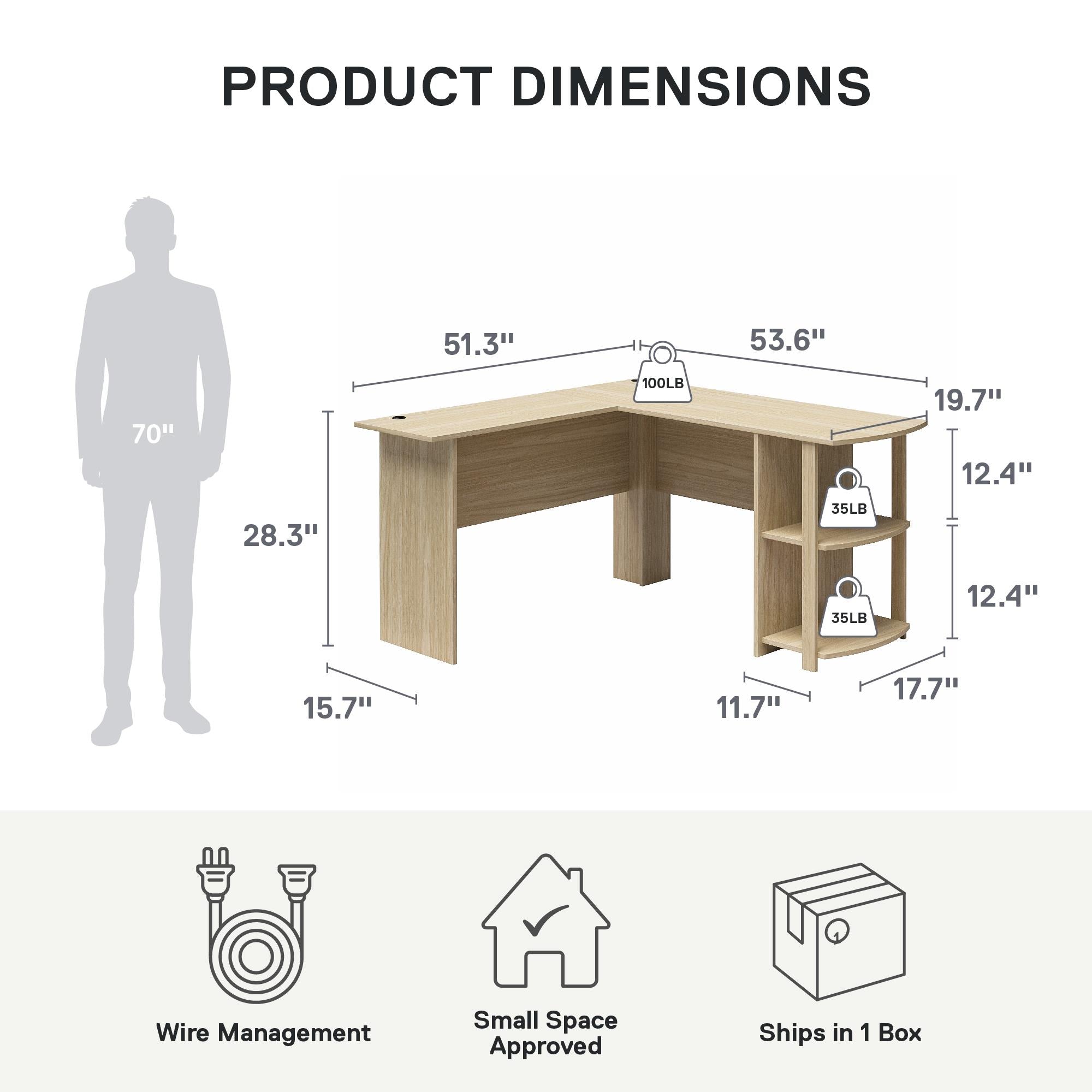 Ameriwood Home Dominic L-Desk with Side Storage Bookshelves - Spring PIne