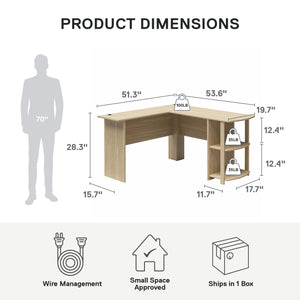 Ameriwood Home Dominic L-Desk with Side Storage Bookshelves - Spring PIne
