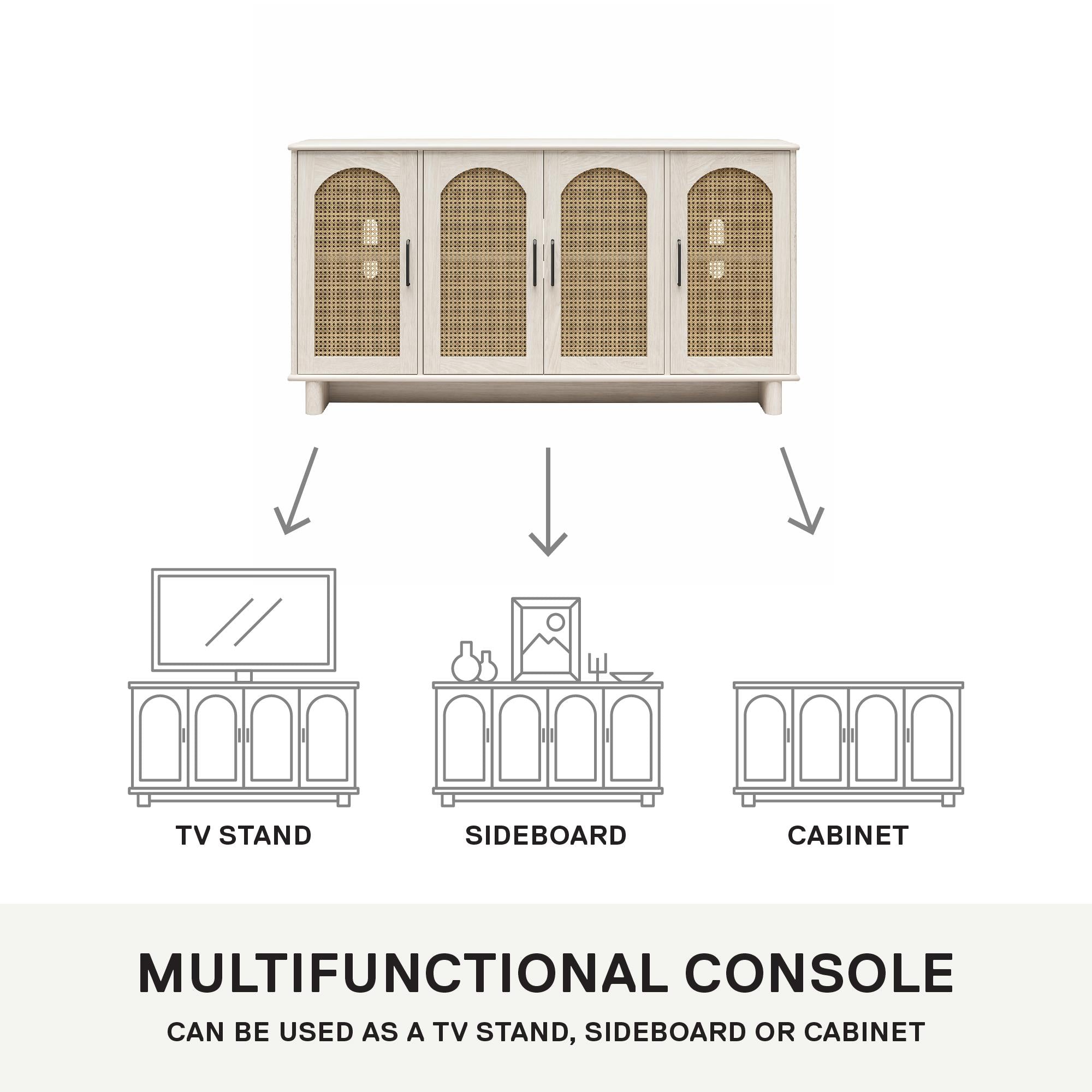 Ameriwood Home Multi-Use Console Cabinet for 65' TVs - White Oak
