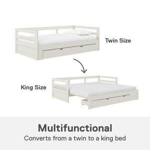 DHP Rhodes Twin to King Wood Daybed with Storage Drawer - White - Twin to King