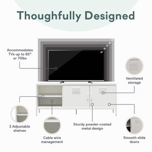 RealRooms Mission District Metal Locker-Style TV Stand for TVs up to 65" - White