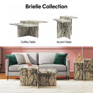CosmoLiving Brielle Two-Tiered Coffee Table, Faux Onyx Marble - Onyx Marble