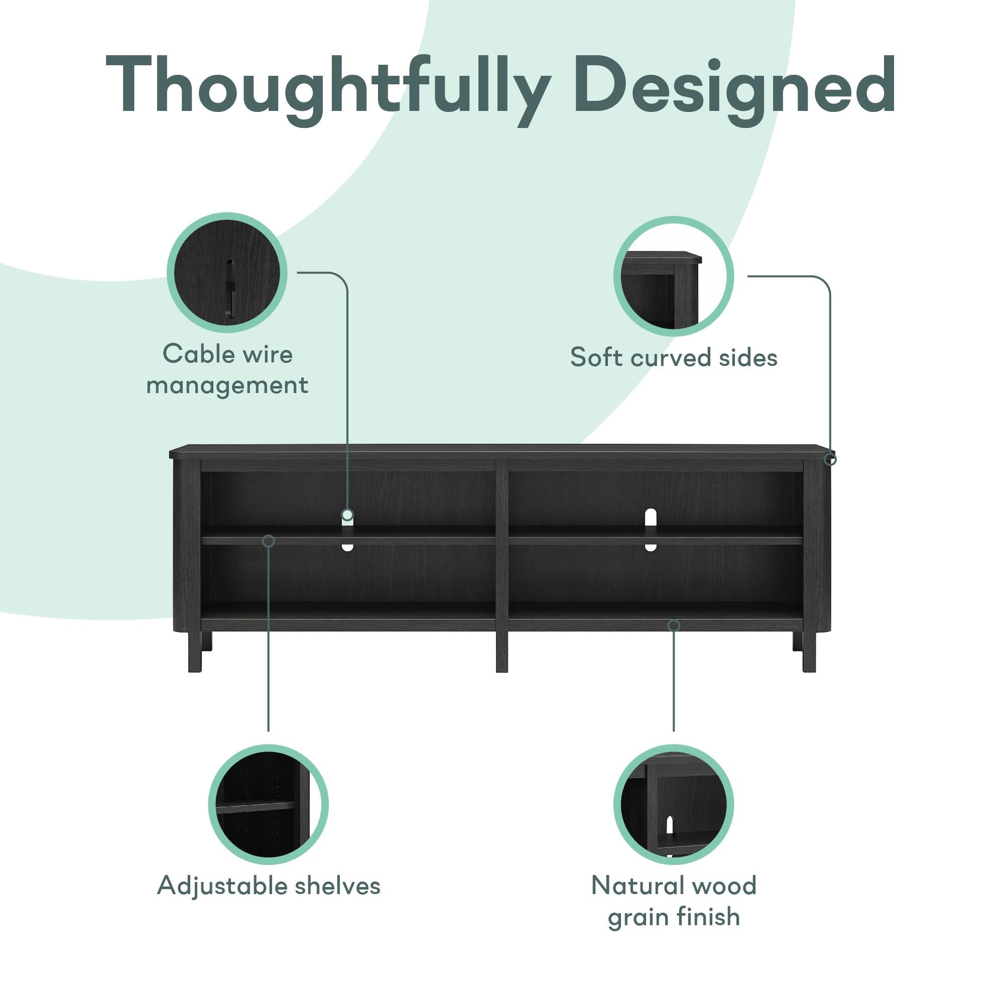 RealRooms Farmhouse Console for TVs up to 75" - Black Oak