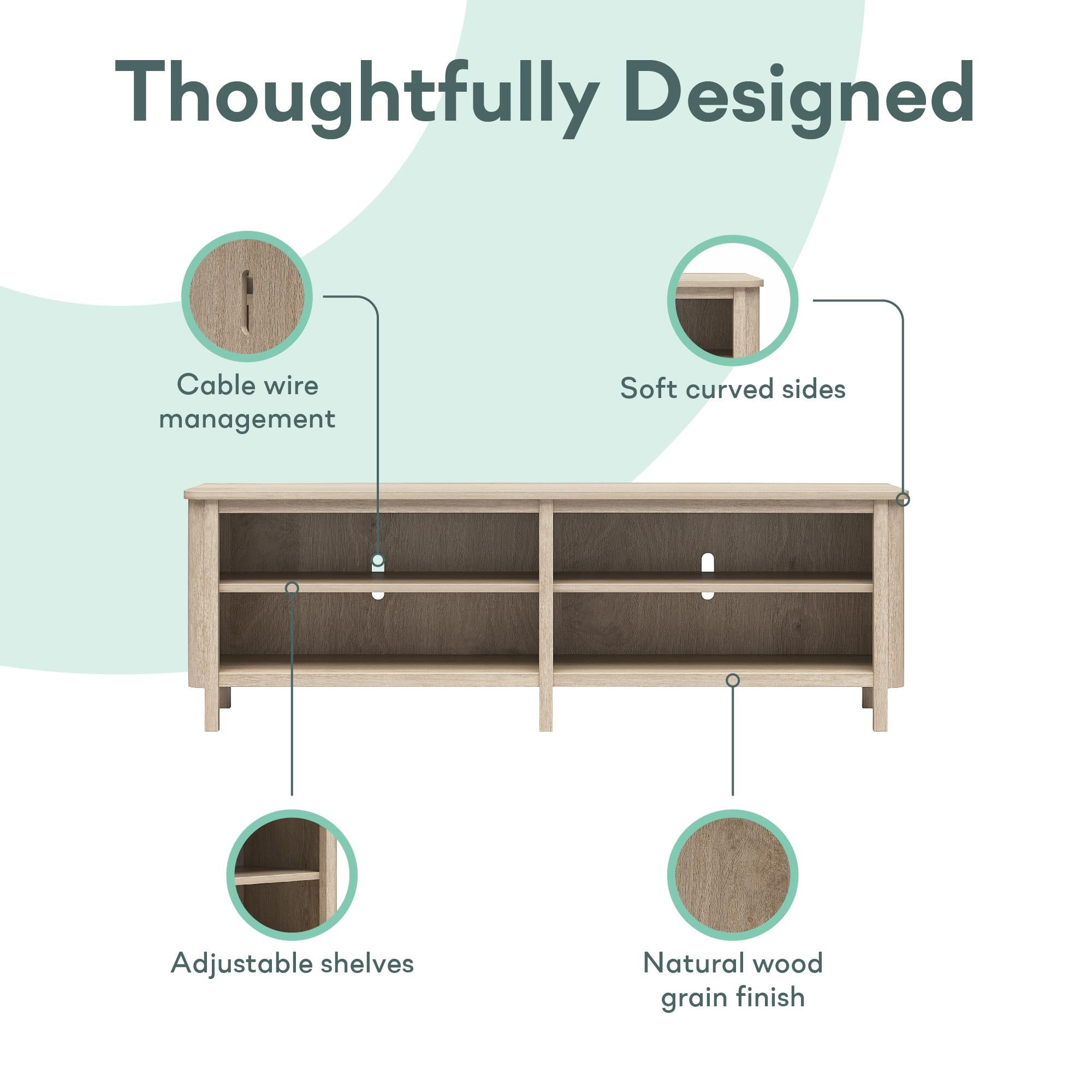 RealRooms Farmhouse Console for TVs up to 75" - Blonde Oak