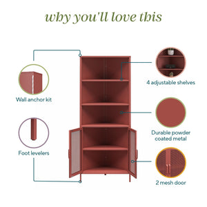 Novogratz Channing Corner Storage Cabinet with 2 Doors - Terracotta
