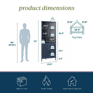 Novogratz Channing Corner Storage Cabinet with 2 Doors - Navy