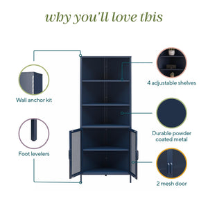 Novogratz Channing Corner Storage Cabinet with 2 Doors - Navy