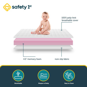 Safety 1st Serene Snuggles Premium 4.5" Foam Crib & Toddler Mattress in a Box - White - Crib & Toddler Mattress