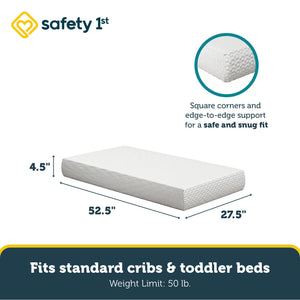 Safety 1st Serene Snuggles Premium 4.5" Foam Crib & Toddler Mattress in a Box - White - Crib & Toddler Mattress