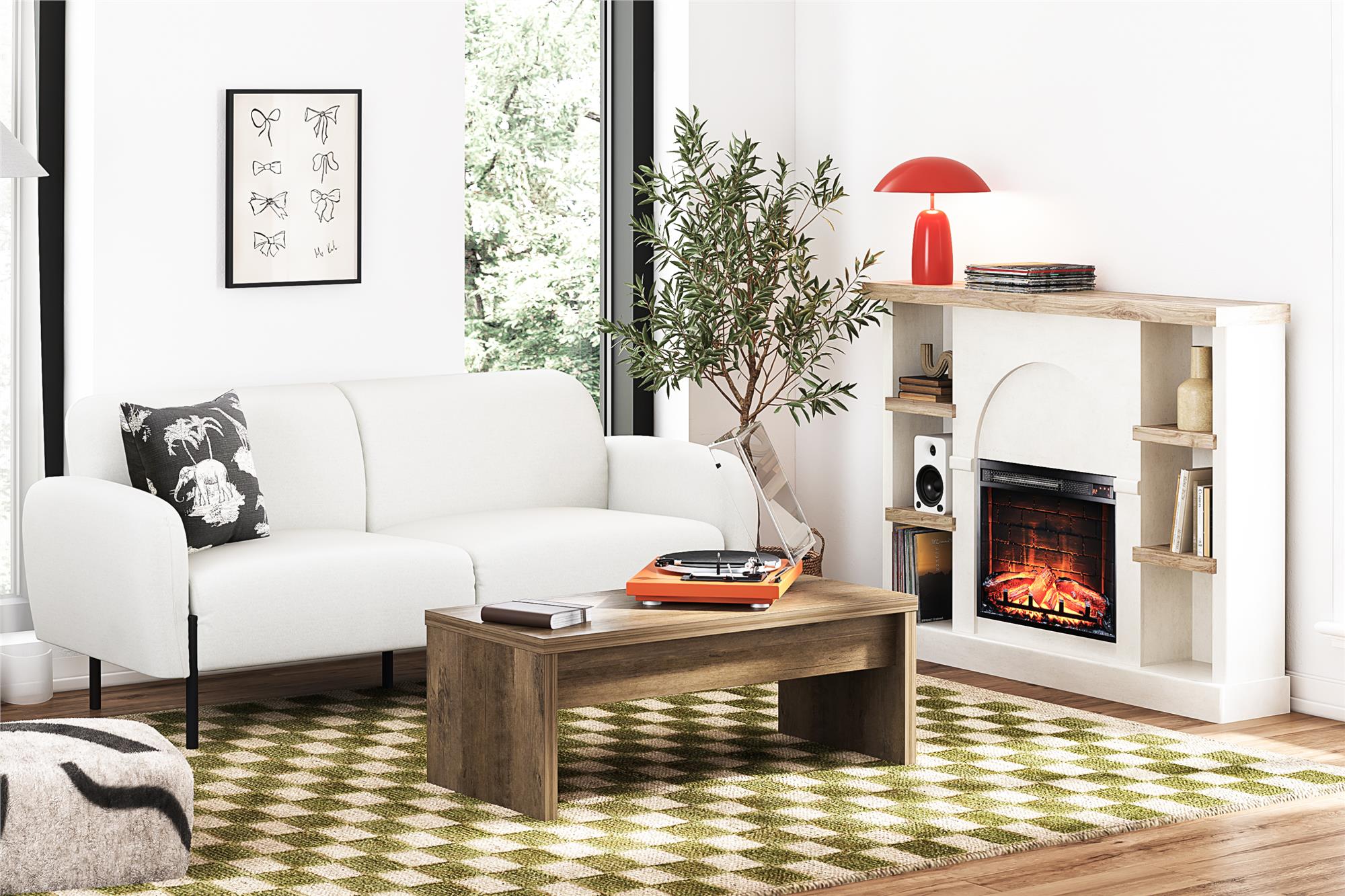 Mr. Kate Roxanne 73.5" Upholstered Sofa - Ivory Textured Chenille - 2-Seater