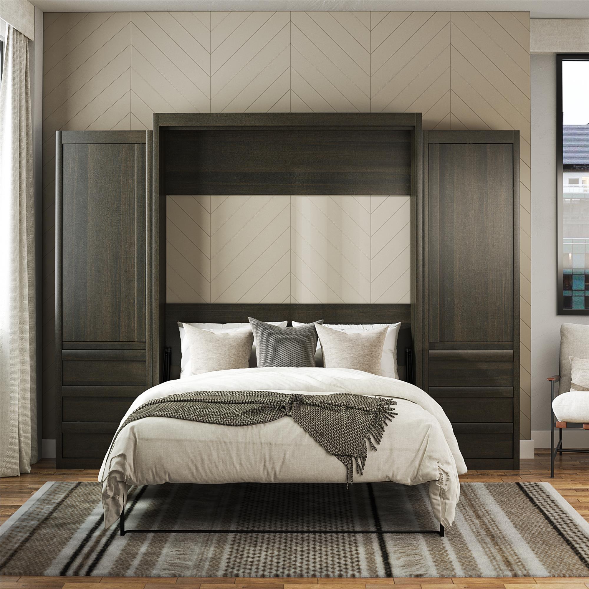 Signature Sleep Paramount Murphy Bed with Armoire Cabinets - Espresso - Queen