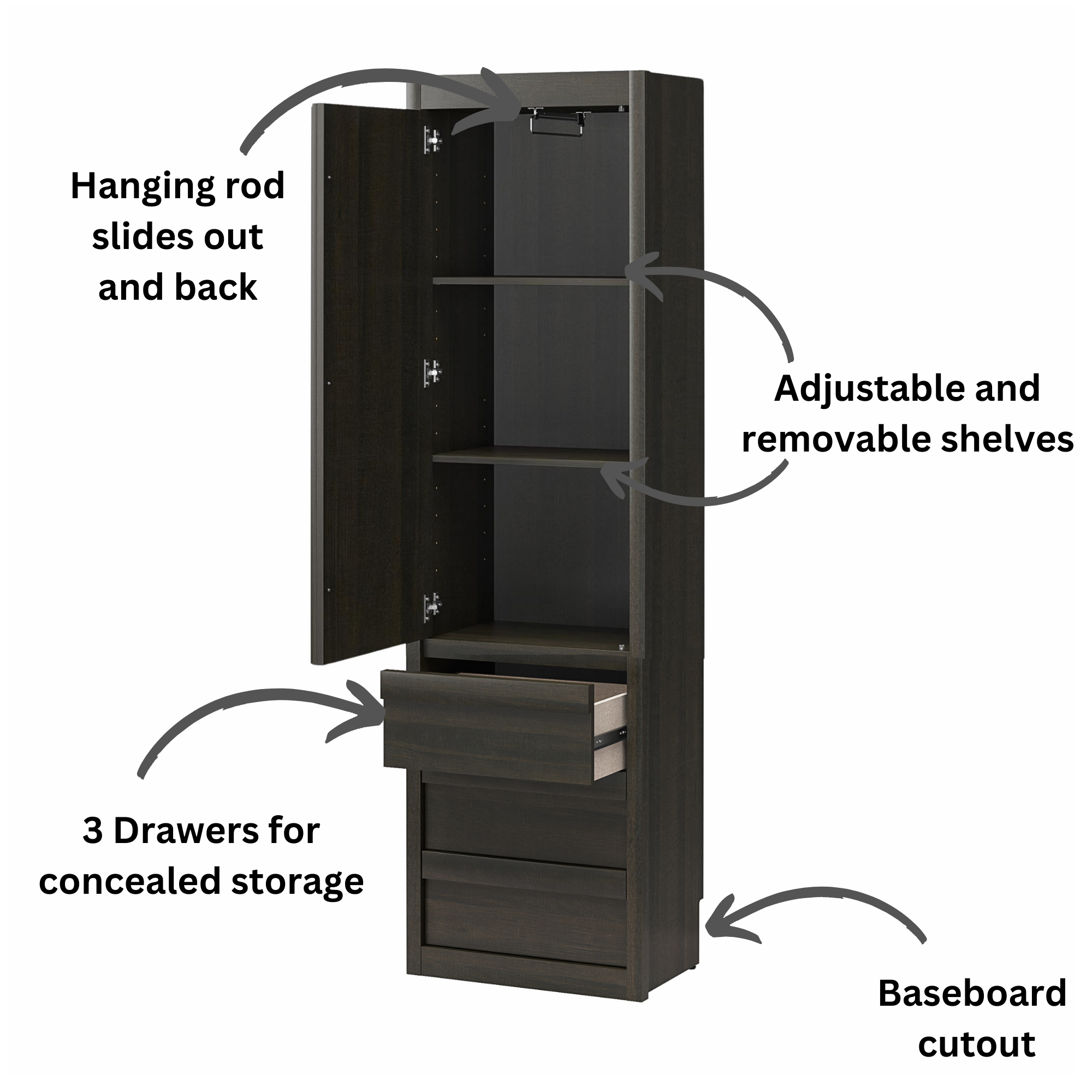 Signature Sleep Paramount Murphy Bed with Armoire Cabinets - Espresso - Queen