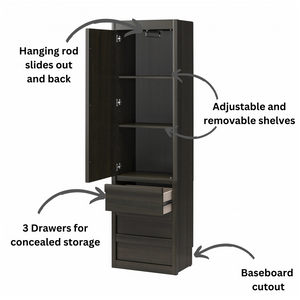 Signature Sleep Paramount Murphy Bed with Armoire Cabinets - Espresso - Queen