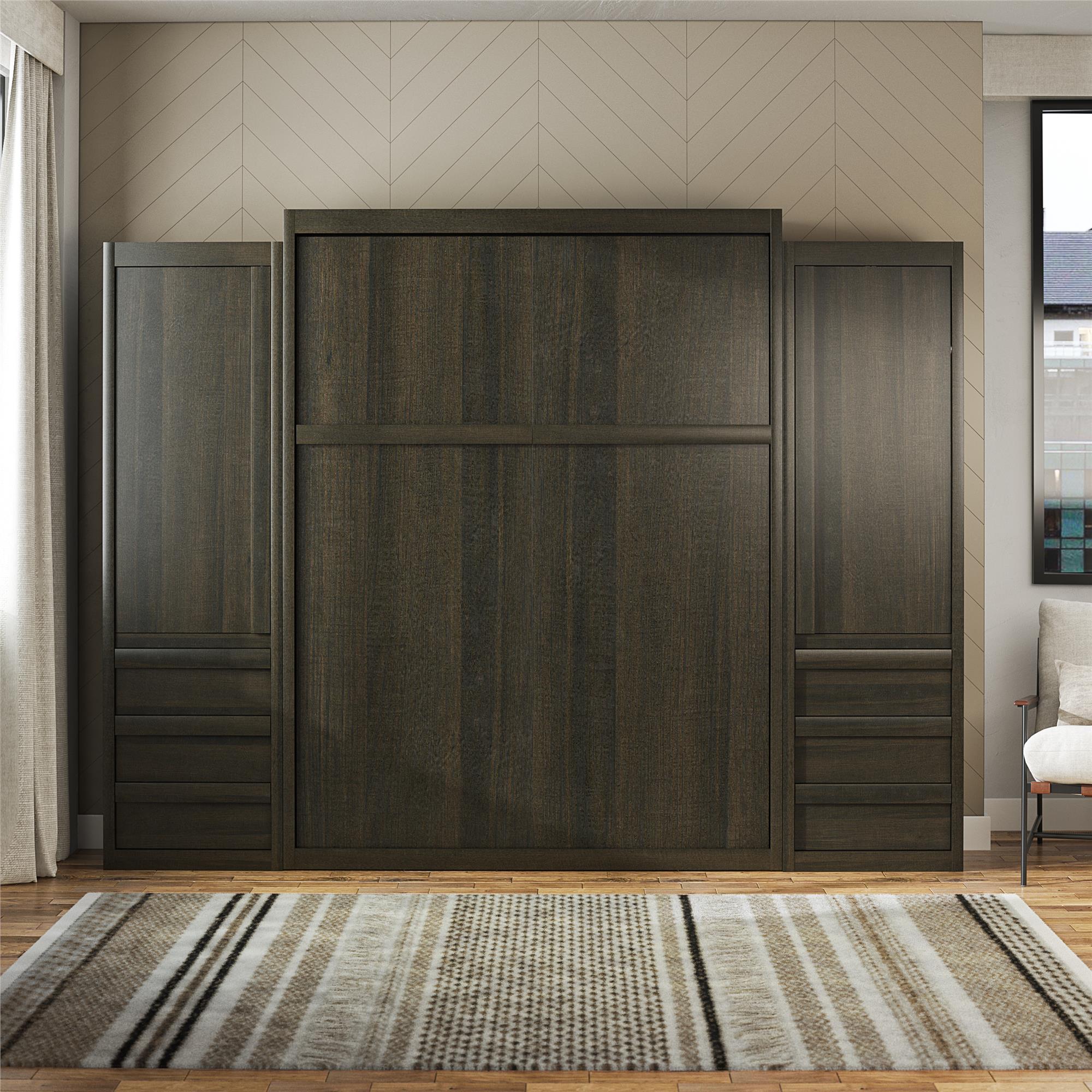 Signature Sleep Paramount Murphy Bed with Armoire Cabinets - Espresso - Queen