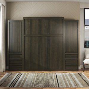 Signature Sleep Paramount Murphy Bed with Armoire Cabinets - Espresso - Queen
