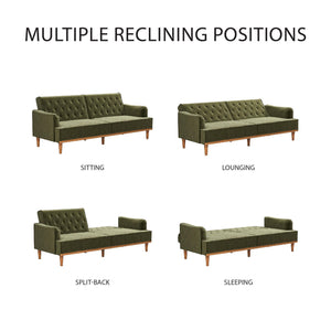 Mr. Kate Stella Vintage Futon Sofa Bed - Olive Green Velvet - 3-Seater