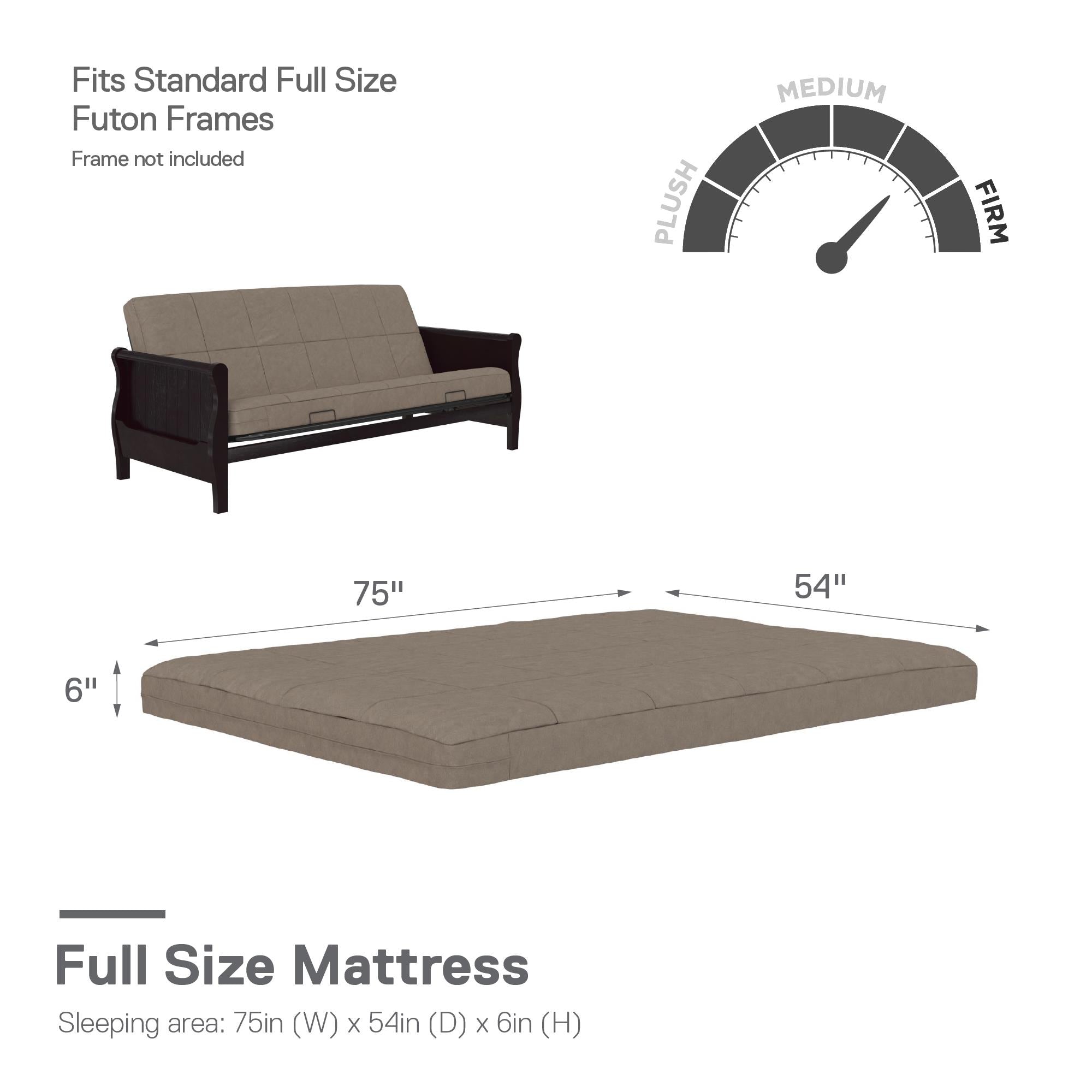 DHP Lexi 6" Quilted Polyester Futon Mattress - Tan - Full
