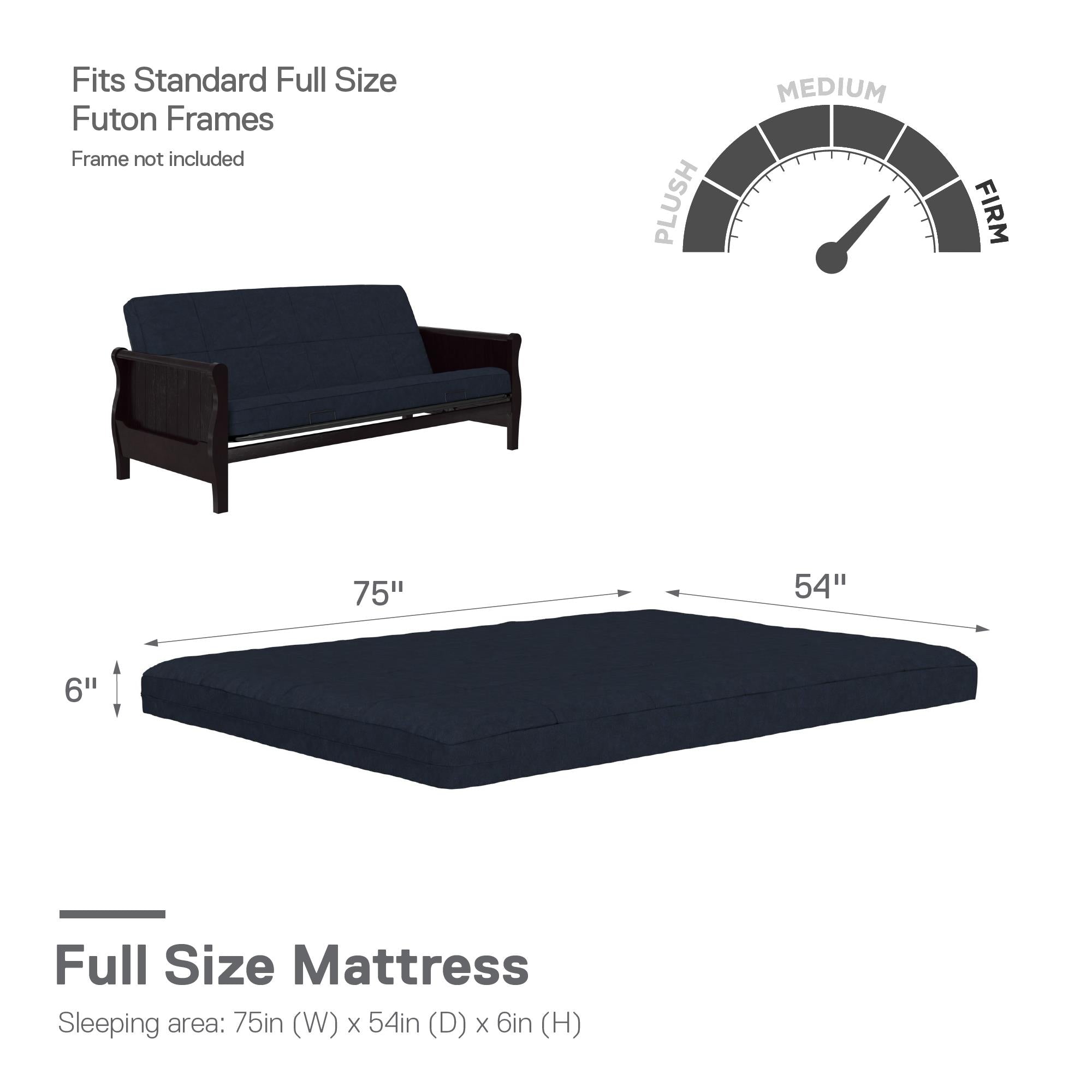 DHP Lexi 6" Quilted Polyester Futon Mattress - Blue - Full