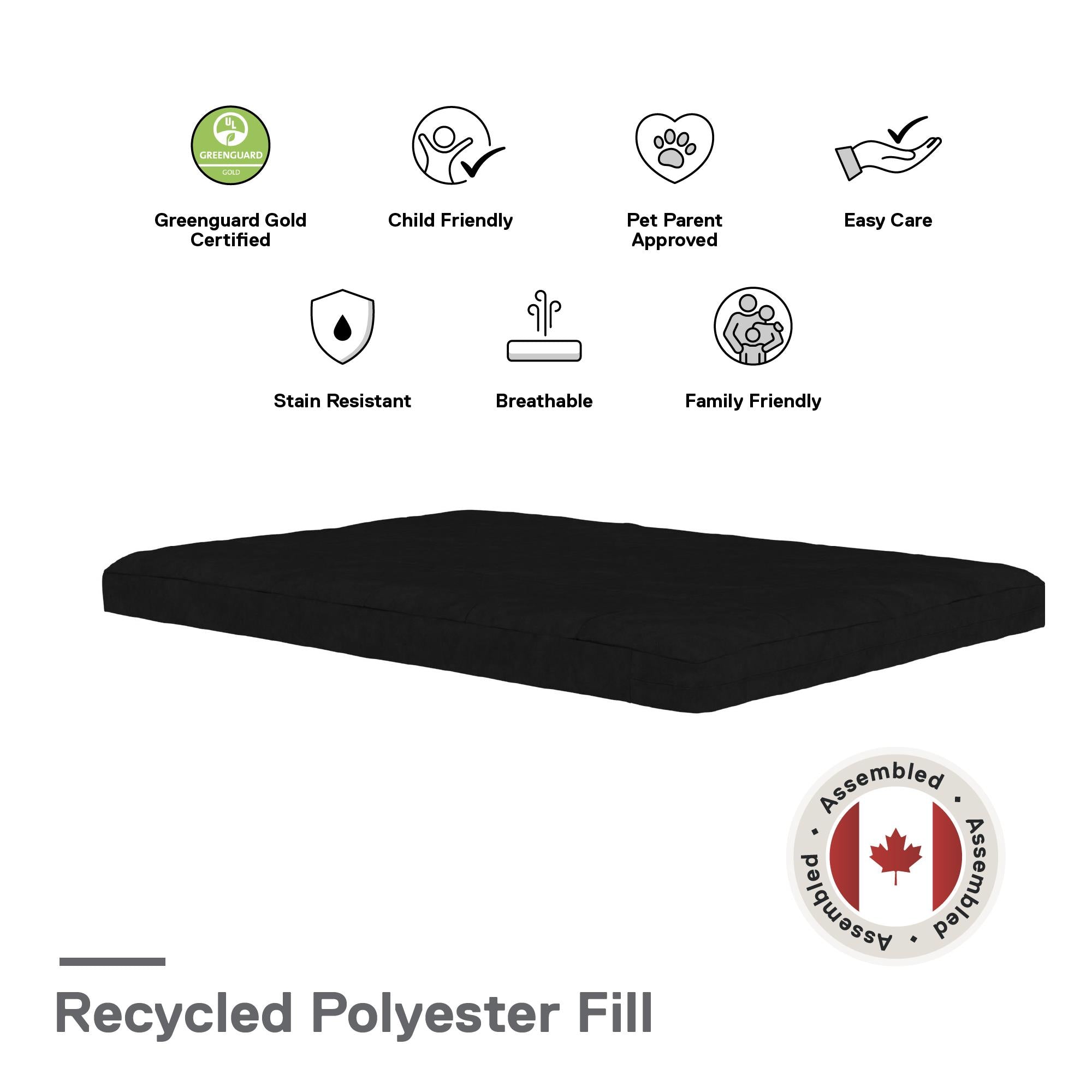 DHP Lexi 6" Quilted Polyester Futon Mattress - Black - Full