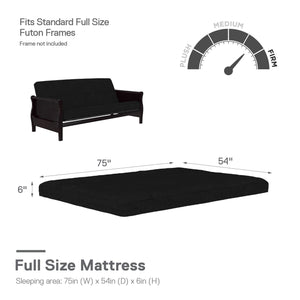 DHP Willow 6" Polyester Futon Mattress - Black - Full