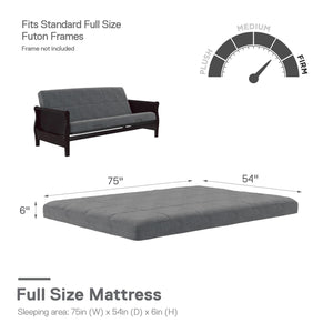 DHP Willow 6" Polyester Futon Mattress - Gray - Full