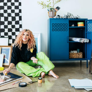 Mr. Kate Annie Tall Metal 2 Door Cabinet - Deep Ocean Blue