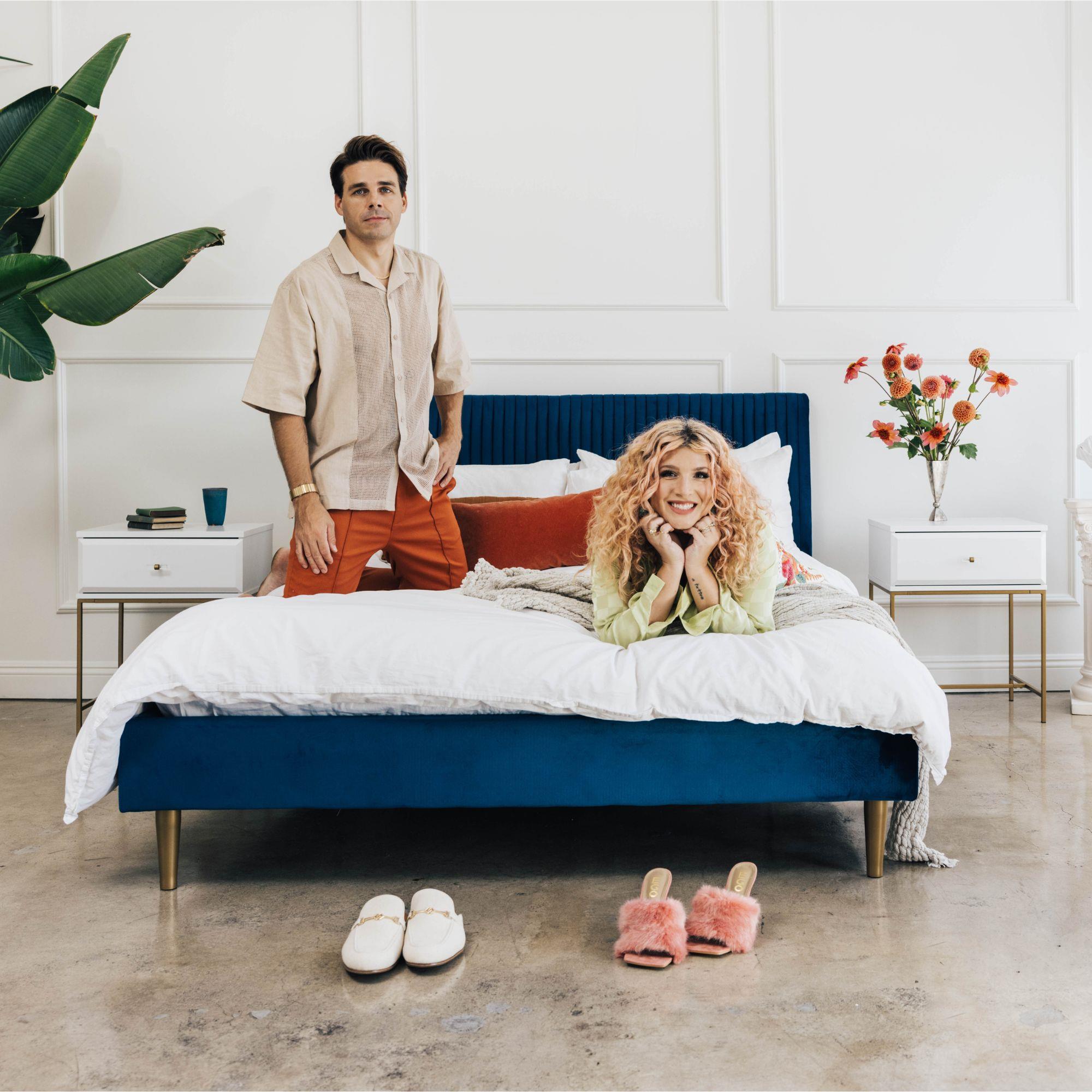 Mr. Kate Daphne Upholstered Bed - Olive Green Velvet - Queen