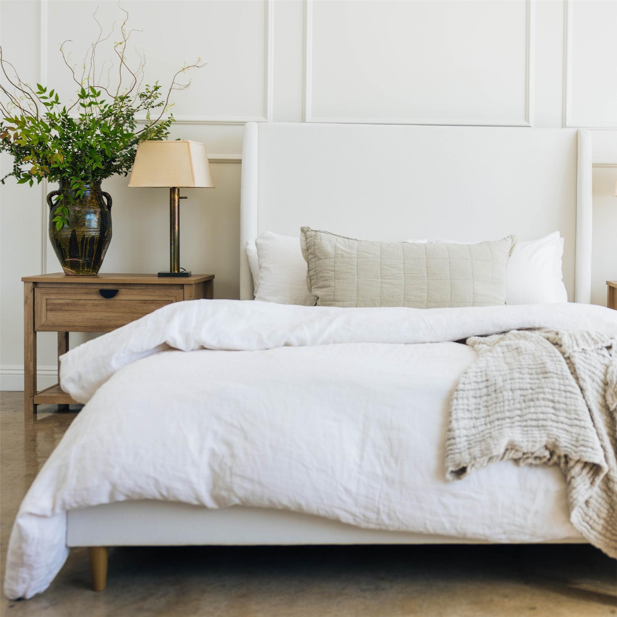 Mr. Kate Tess Upholstered Wingback Bed - Whiskey Gray Linen - King