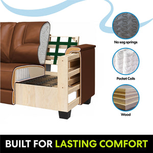 LikeHome Brodie 75.5" Upholstered Sofa - Brown Faux Leather - 3-Seater