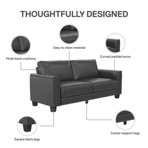 DHP Colton 75.5" Upholstered Sofa - Charcoal Faux Leather - 3-Seater