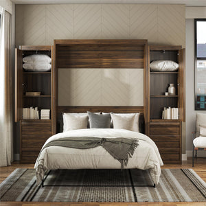 Signature Sleep Paramount Murphy Bed with Armoire Cabinets - Columbia Walnut - Queen