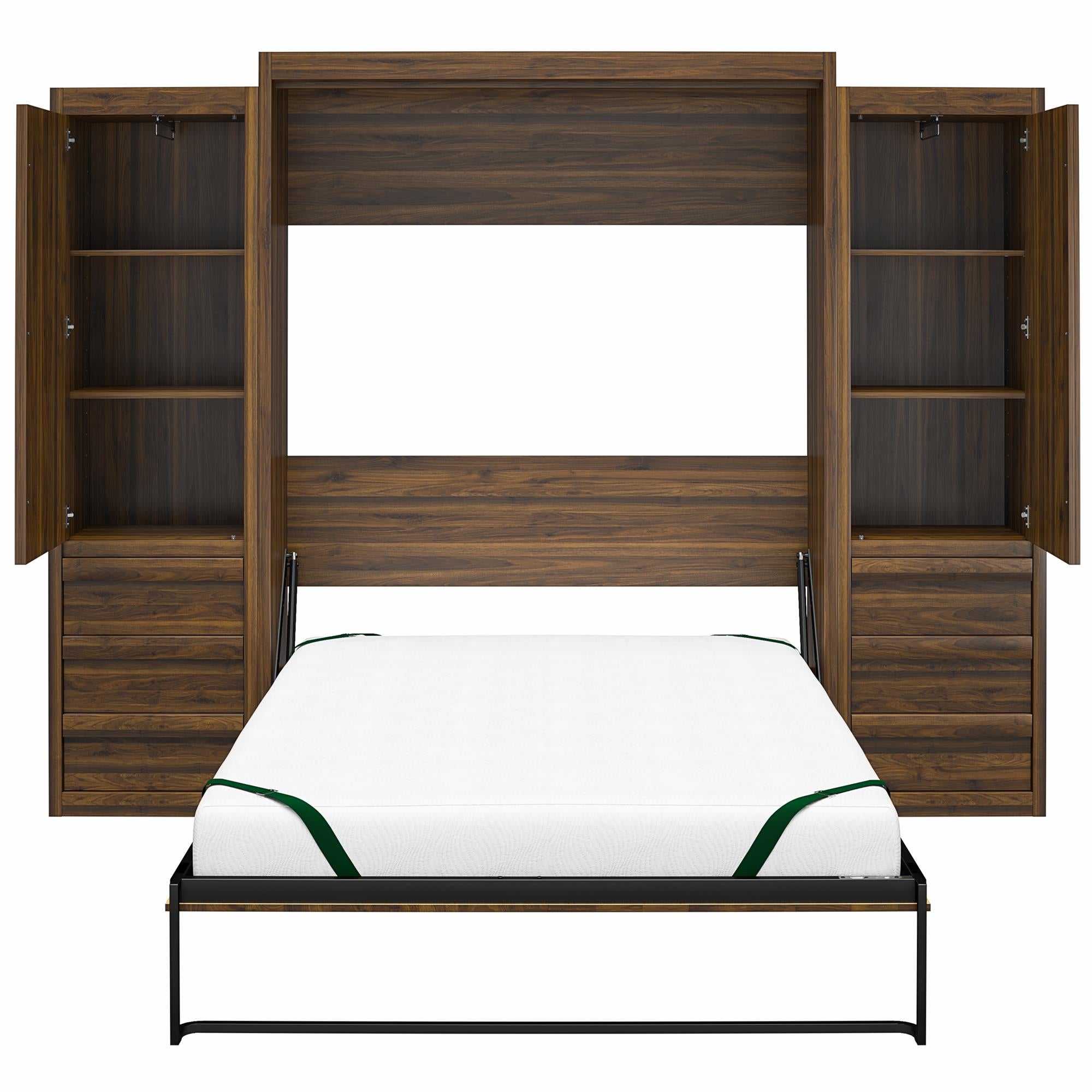 Signature Sleep Paramount Murphy Bed with Armoire Cabinets - Columbia Walnut - Queen