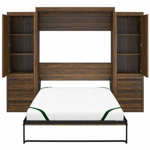 Signature Sleep Paramount Murphy Bed with Armoire Cabinets - Columbia Walnut - Queen